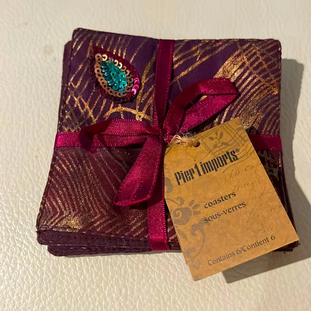 Pier 1 pure silk coasters. NWT.